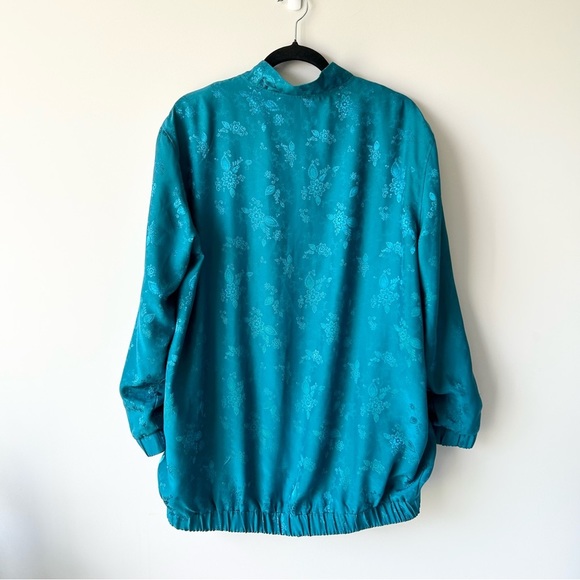 100%  Silk Floral Print Bomber Jacket - Picture 5 of 16